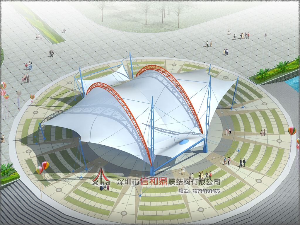 广场景观膜结构遮阳棚设计图